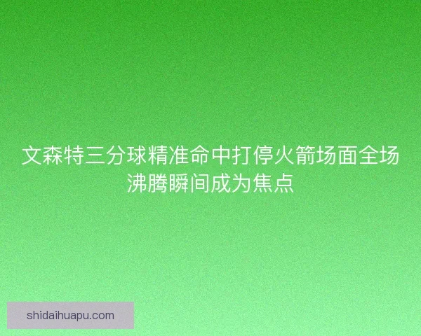 文森特三分球精准命中打停火箭场面全场沸腾瞬间成为焦点